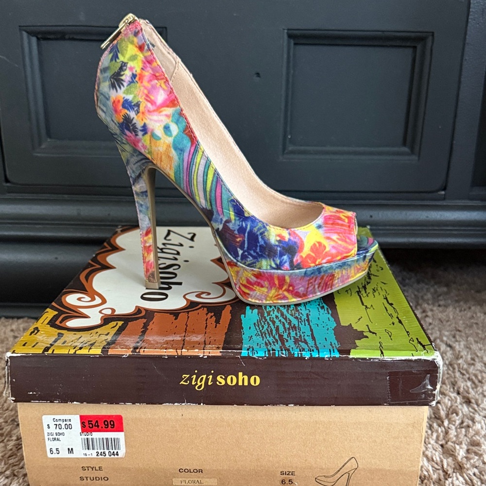 Zigi Soho Colorful Floral Platform Heels